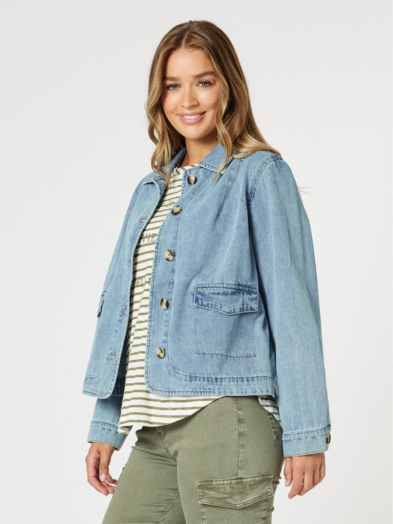 Boyfriend Denim Jacket - Washed Denim