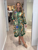 Brooklyn Print Button Dress - Khaki Multi