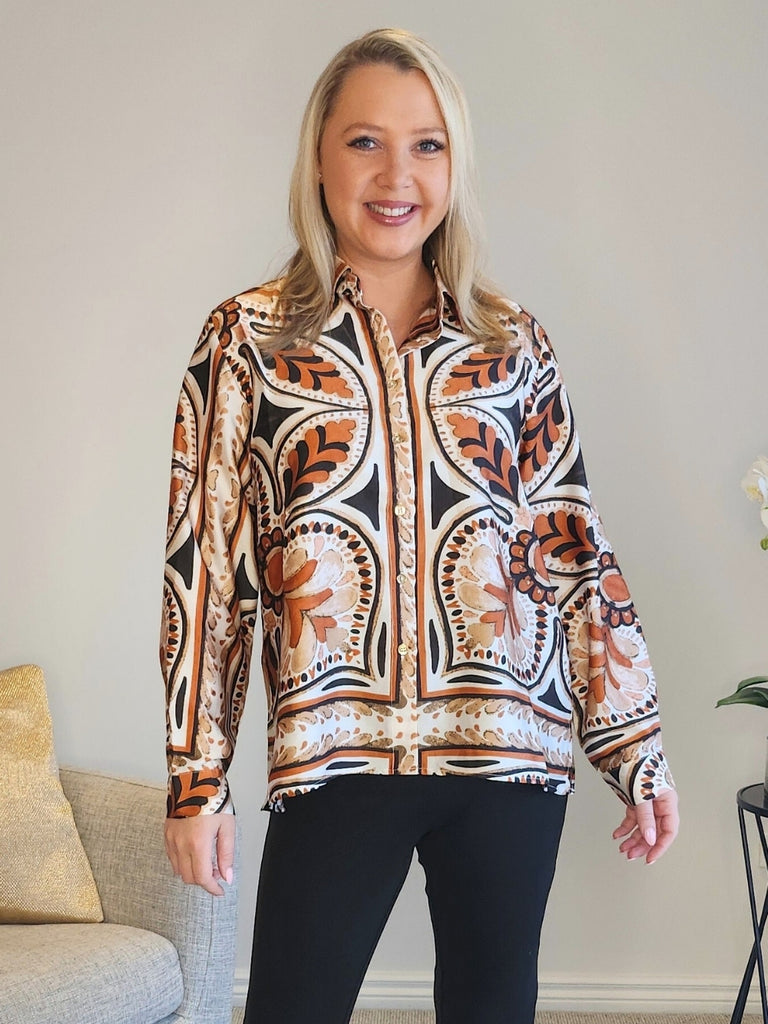 Studio Floral Shirt - Chocolate Multi