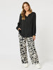 Casablanca Floral Print Pant - Black/Chalk