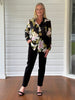 Maggie Floral Print Sheer Shirt - Black/Multi