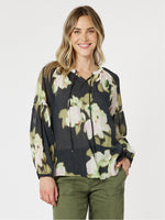 Maggie Floral Print Sheer Blouse - Black/Multi