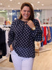 Sorrento Spot Print Sheer Blouse - Navy/White