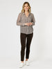City Stripe Print Sheer Shirt - Chocolate/White