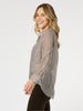 City Stripe Print Sheer Shirt - Chocolate/White