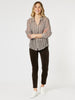 City Stripe Print Sheer Shirt - Chocolate/White