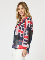 Brighton Print Sheer Blouse - Navy Multi