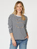 Saint Tropez Stripe Print Long Sleeve Tee - Black/White