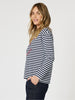 Saint Tropez Tee Saint Tropez Stripe Print Long Sleeve Tee - Navy/White