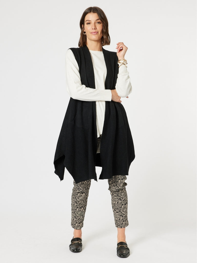Casa Longline Knit Vest - Black