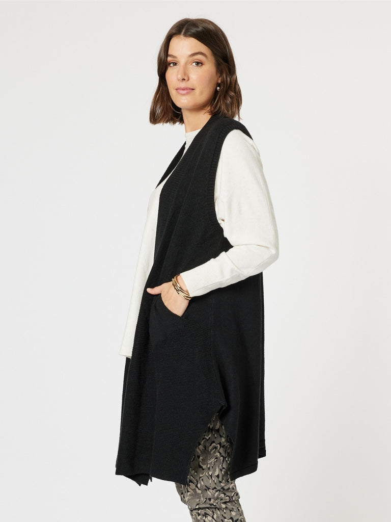 Casa Longline Knit Vest - Black