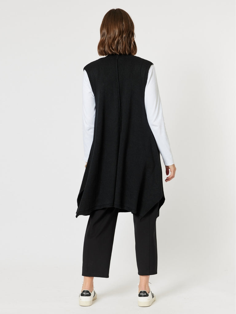 Casa Longline Knit Vest - Black
