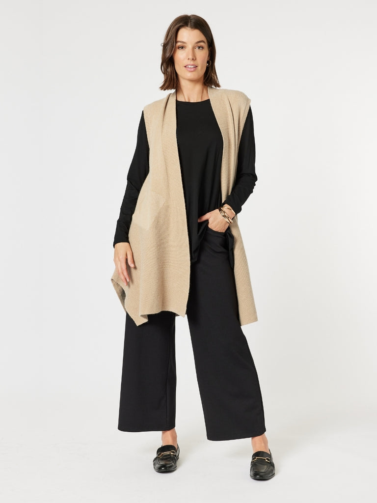 Casa Longline Knit Vest - Natural