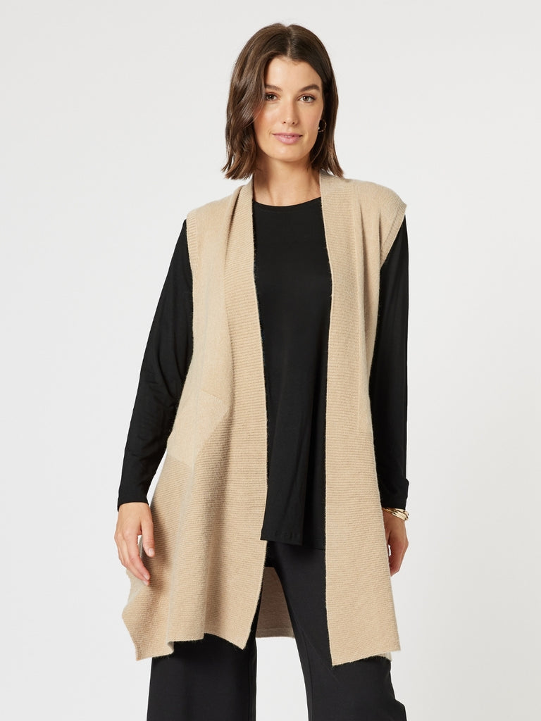 Casa Longline Knit Vest - Natural