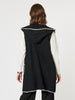 Cosy Contrast Stitch Hooded Vest - Black