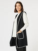 Cosy Contrast Stitch Hooded Vest - Black