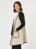 Cosy Contrast Detail Hooded Vest - Natural