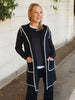 Cosy Contrast Stitch Hooded Vest - Black