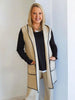 Cosy Contrast Stitch Hooded Vest - Natural
