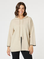 Cosy Hooded Split Front Knit - Natural