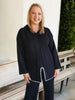 Cosy Hooded Split Front Knit - Black