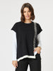Mode Contrast Stitch Detail Knit - Black/Ivory