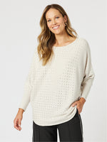 Shimmer Batwing Knit Top - Natural