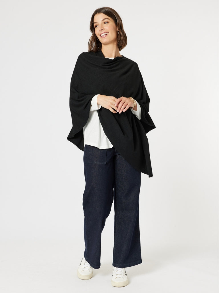 Macy Knit Poncho - Black