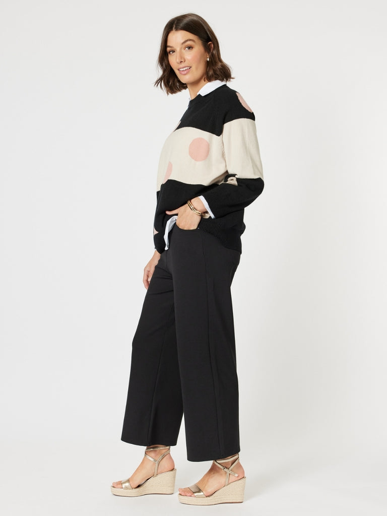 Moonlight Spot Print Knit - Black/Natural