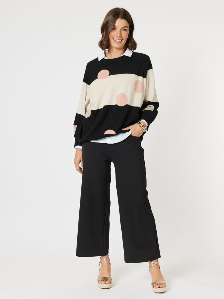 Moonlight Spot Print Knit - Black/Natural