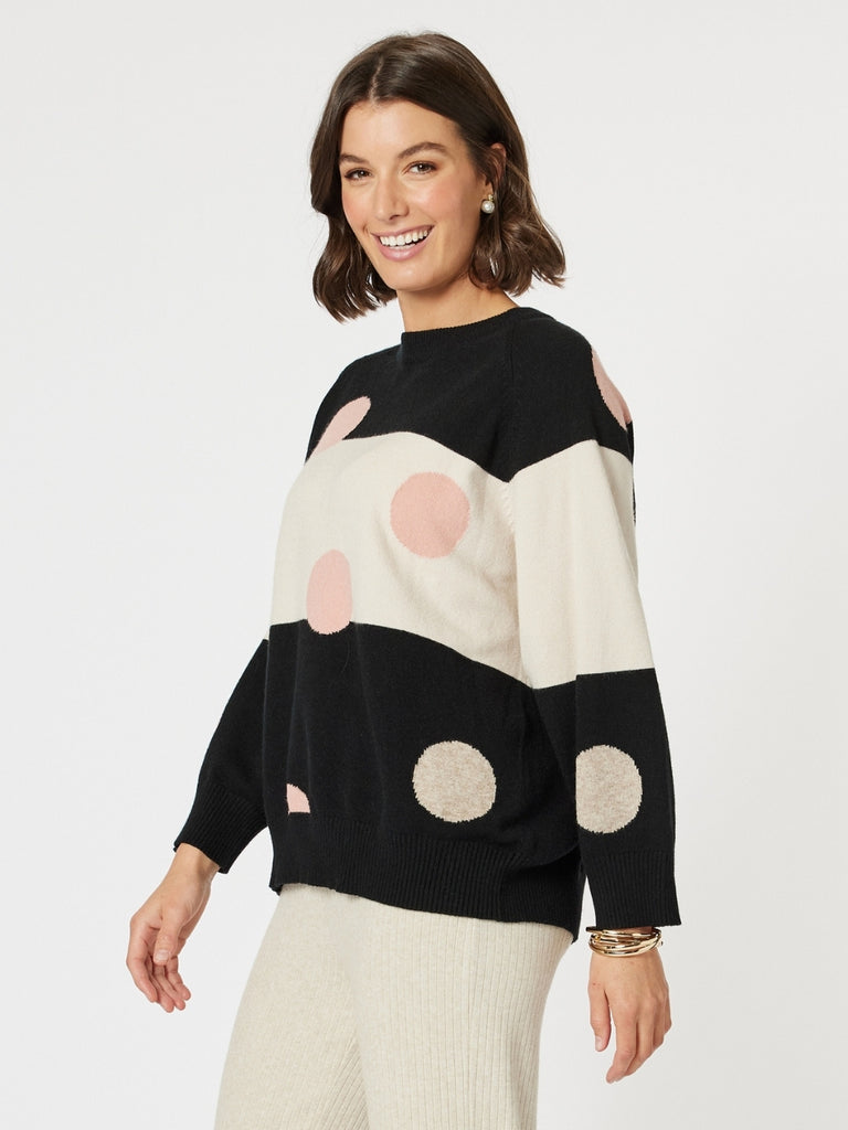 Moonlight Spot Print Knit - Black/Natural