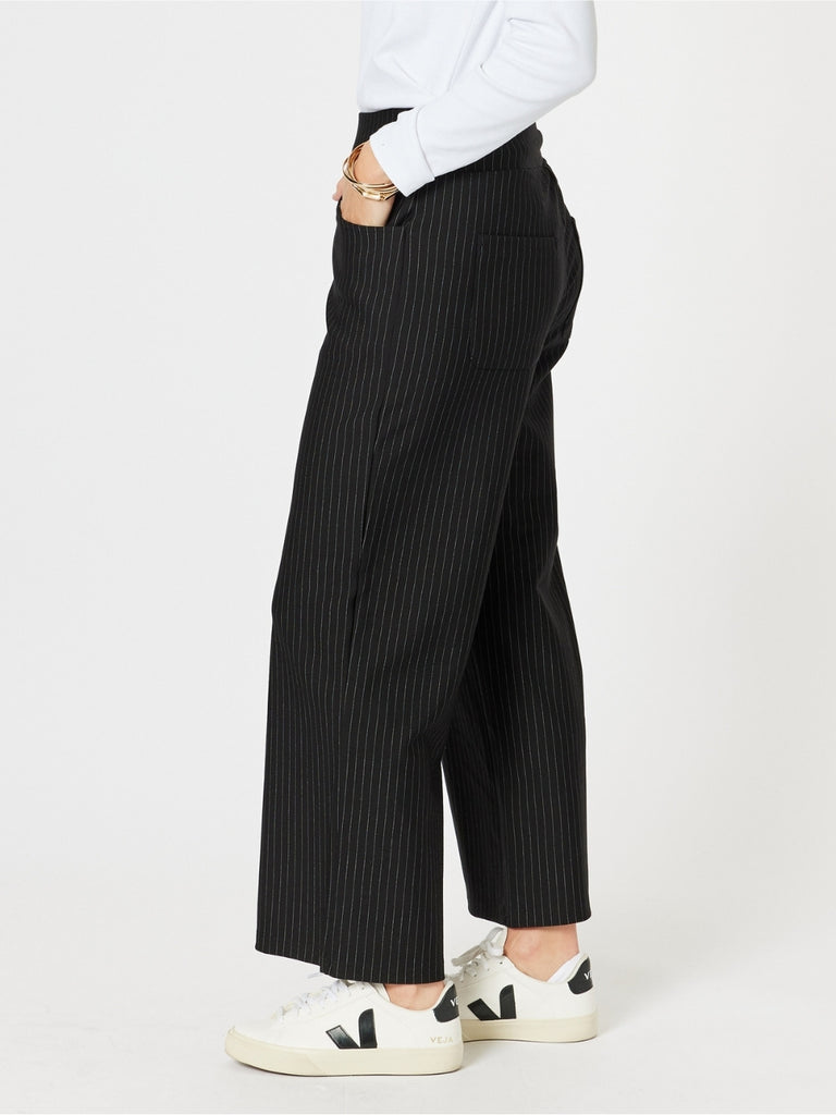Nicky Wide Leg Pinstripe Pant - Natural/Black
