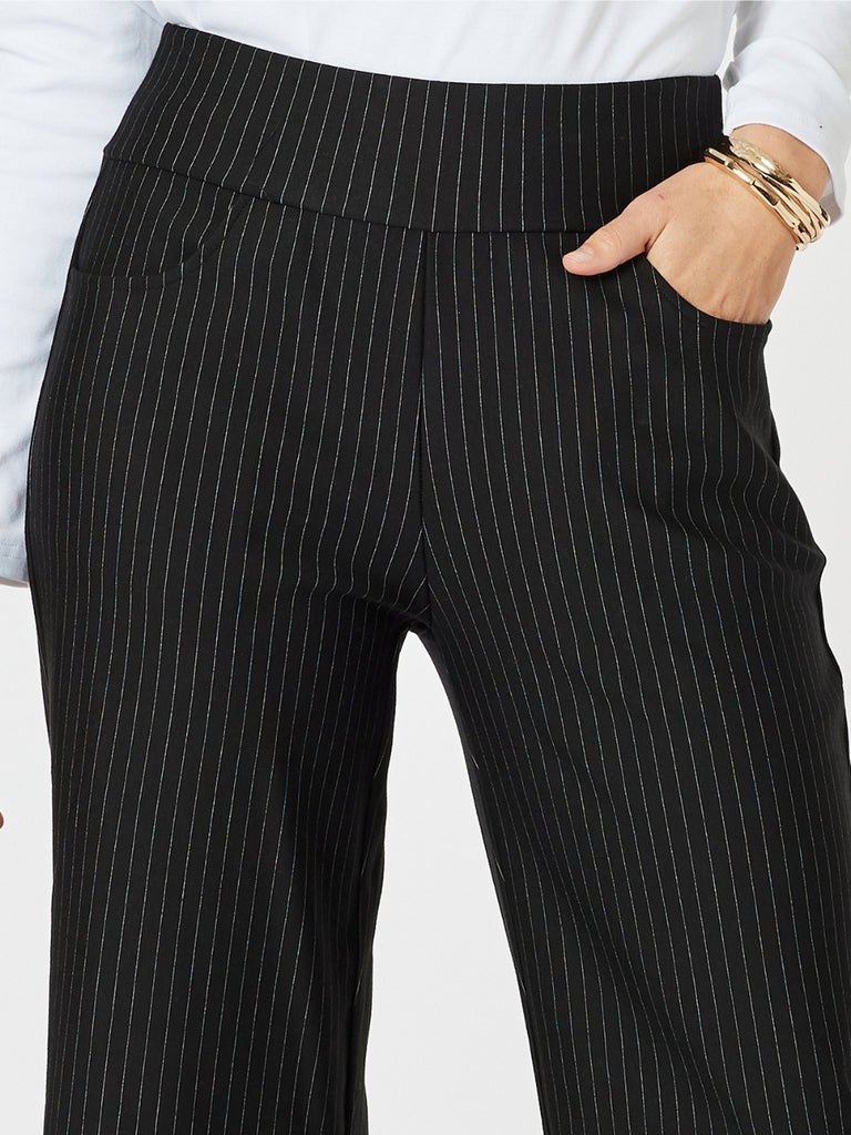 Nicky Wide Leg Pinstripe Pant - Natural/Black