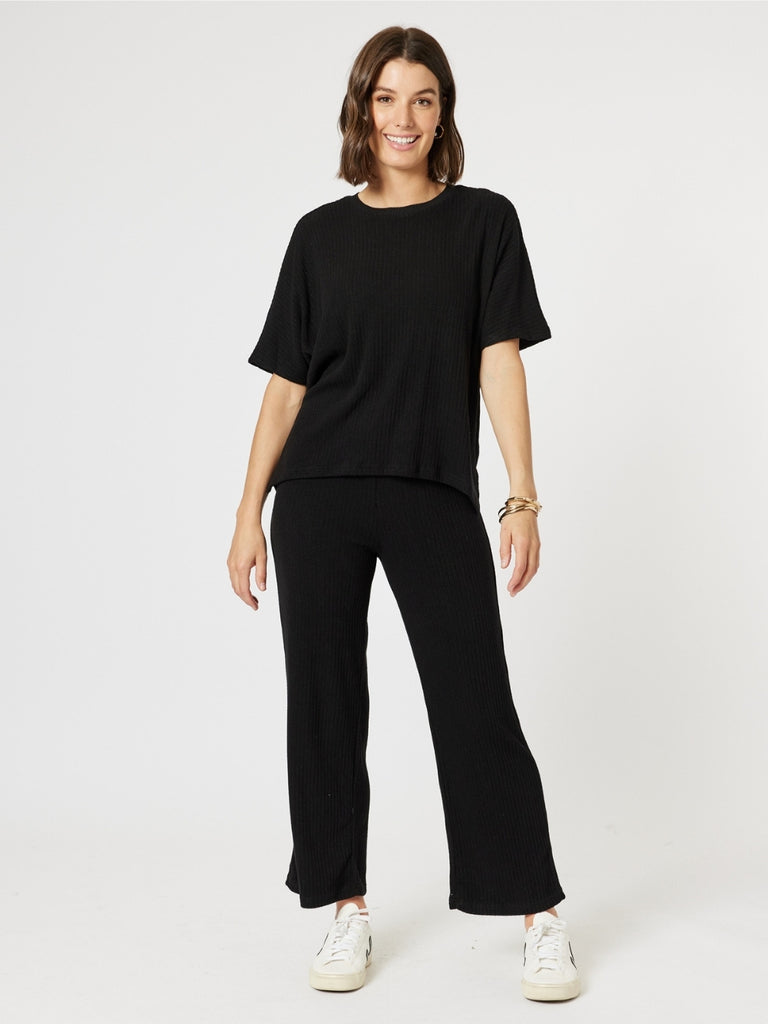 Ribbed Lounge Pant - Black