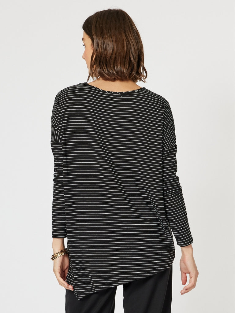 Artist Stripe Print Long Sleeve Top - Black/White