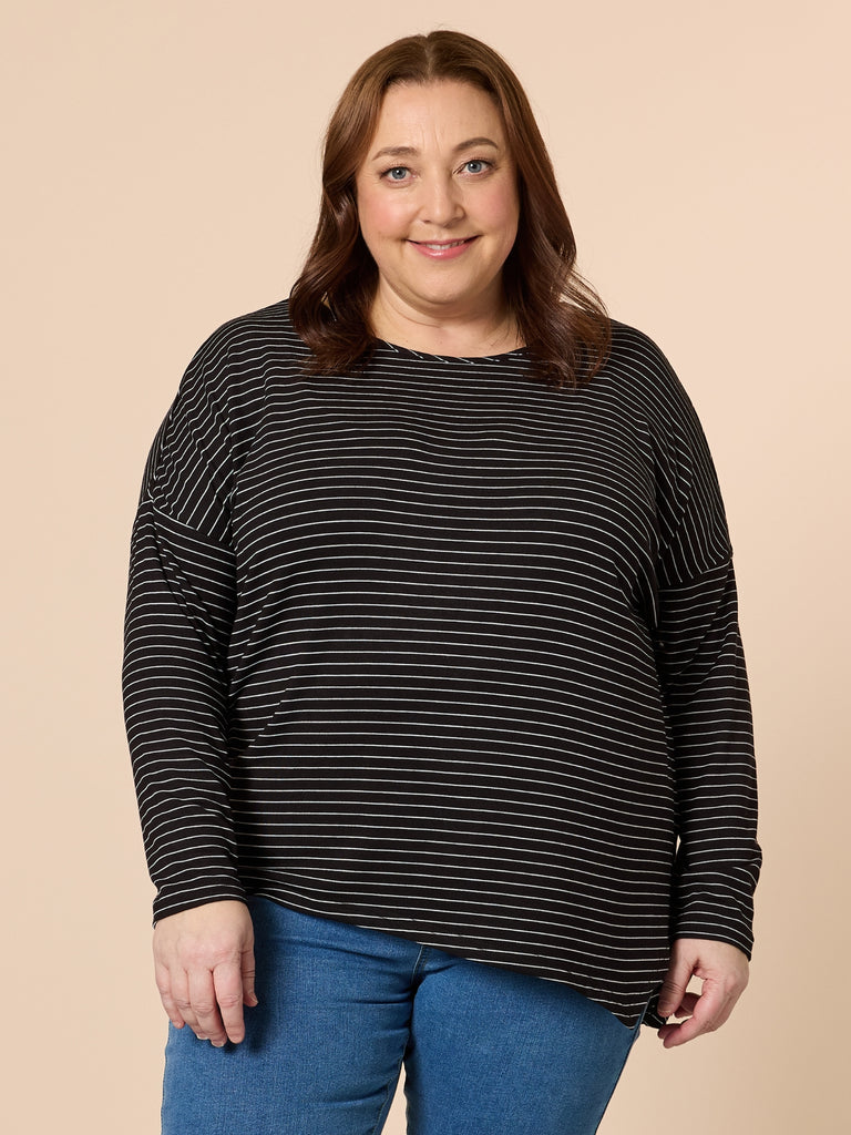 Artist Stripe Print Long Sleeve Top - Black/White RC&CO