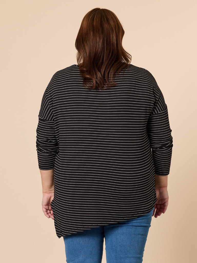 Artist Stripe Print Long Sleeve Top - Black/White RC&CO