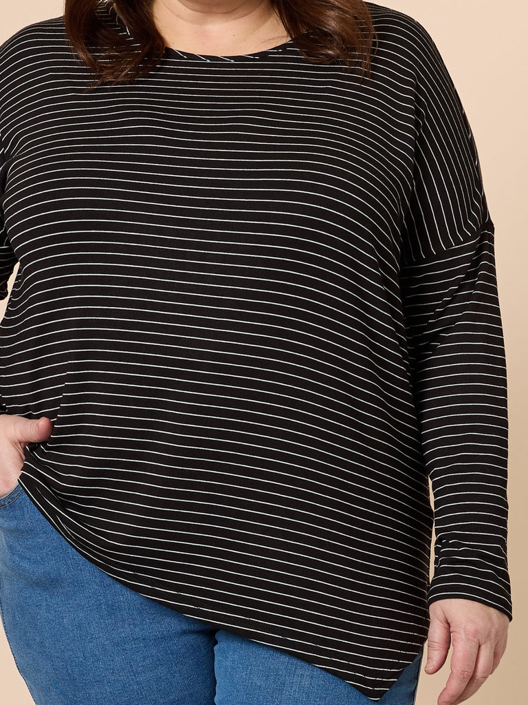 Artist Stripe Print Long Sleeve Top - Black/White RC&CO