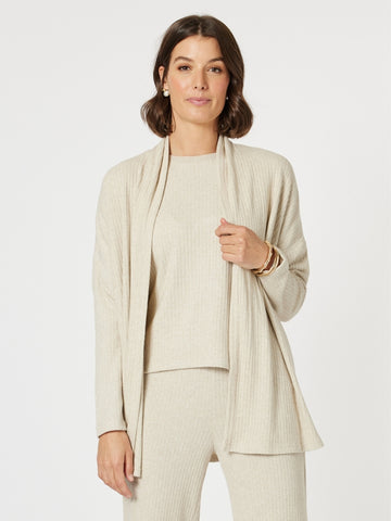 Ribbed Lounge Cardigan - Natural