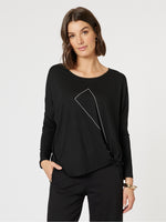 Side Twist Long Sleeve Tee - Black