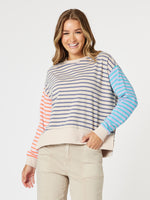 Maxwell Stripe Print Sweat - Blue/Multi