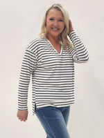 Coventry Stripe Print Long Sleeve Tee - Navy/White