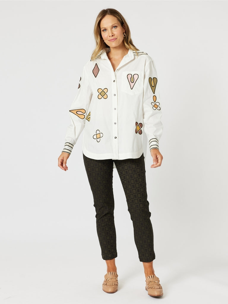 Aces Print Shirt - Peach