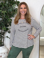 Riviera Long Sleeve Stripe Print Tee - Black/White