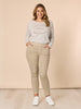 Riviera Long Sleeve Stripe Print Tee - Natural/White