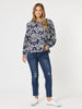 Emily Print Top - Navy/White