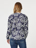 Emily Print Top - Navy/White