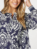 Emily Print Top - Navy/White