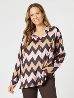 Chevron Print Shirt - Blush Multi