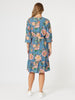 Vintage Rose Floral Print Button Dress - Multi